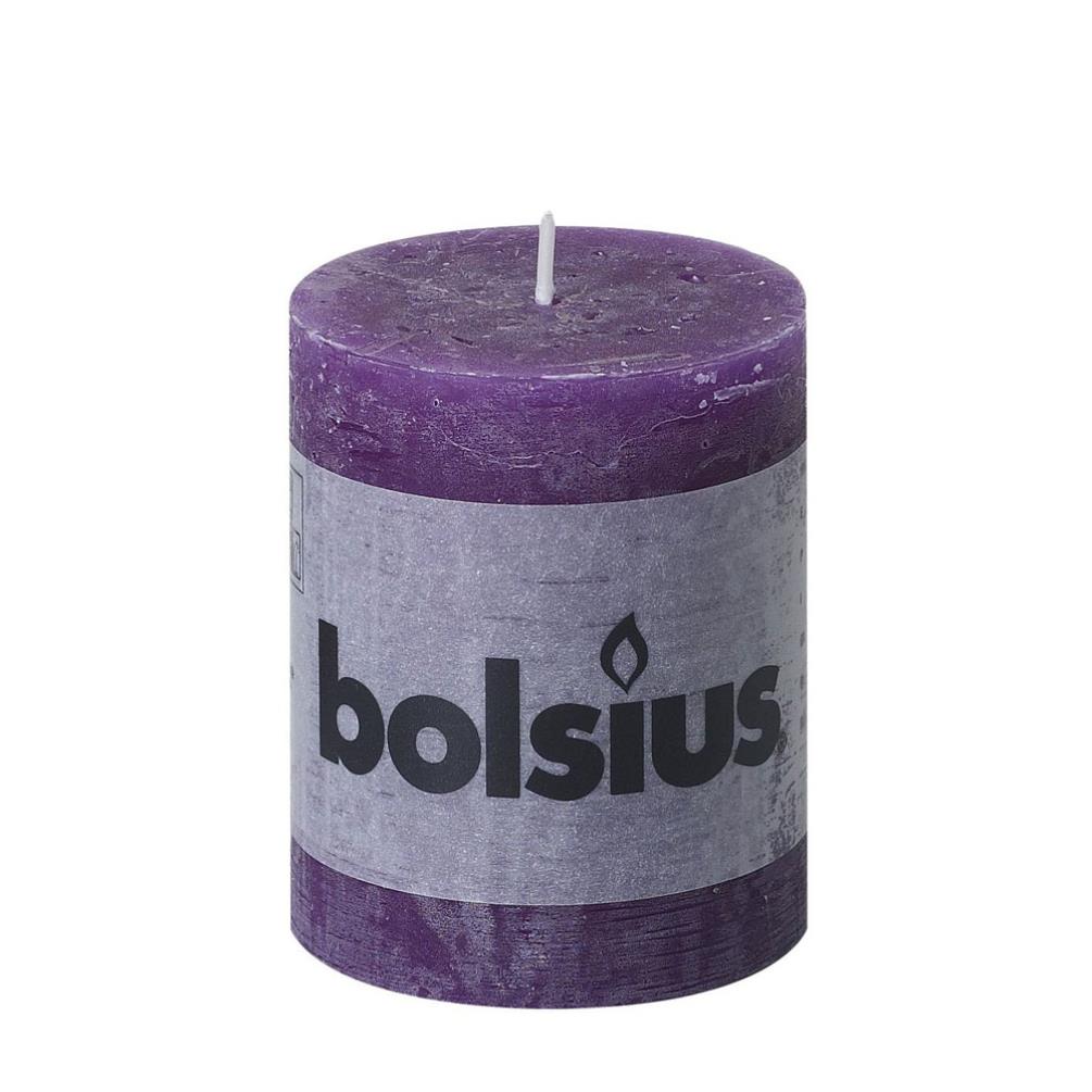 Bolsius Purple Rustic Pillar Candle 8cm x 7cm £2.69